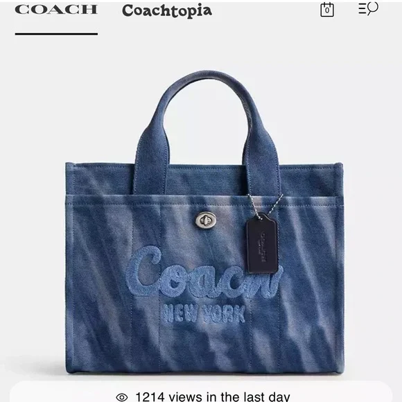 NWOT Coach Blue Tie-Dye Tote Bag - Picture 1 of 16